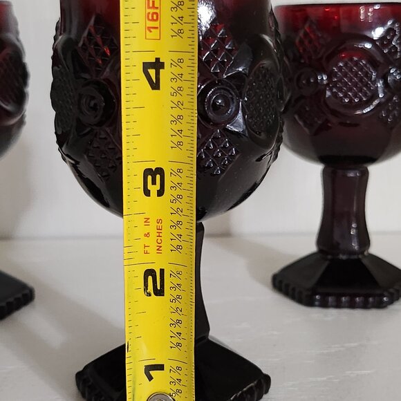 Avon Cape Cod, Ruby Red Set of Three Wine Glasses/ Holiday Votive Candle Holders - Picture 8 of 10